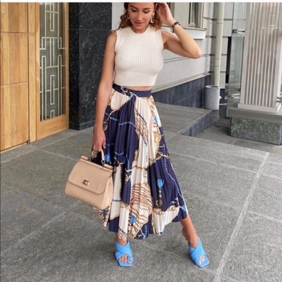 ZARA PADDED HEELED BLUE SHEEP LEATHER SANDALS - Picture 7 of 16